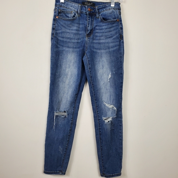 Judy Blue Denim - Judy Blue Relaxed Fit Distressed Jeans Womens Size 27 Mid Rise Classic Fit